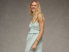 NWT American AE V-Neck Smocked Midi Dress