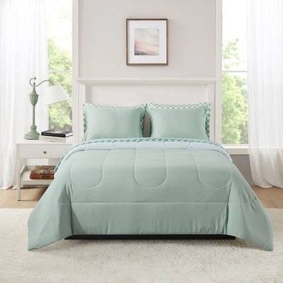 7-Piece Reversible Bed in a Bag Comforter Set with Sheets, Sage, King
