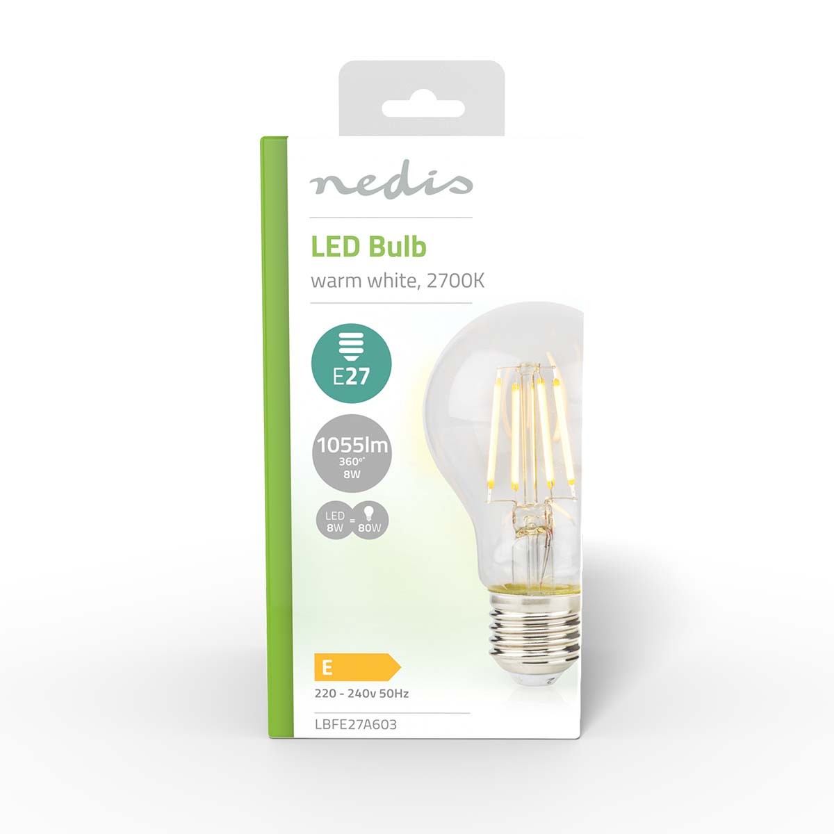 Ampoule LED E27 8W transparente Nedis basse consommation forme A60