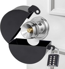 Door Knob Lockout Device with Padlock,Temporary Handle Lock Cover Black