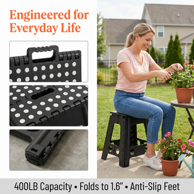 #ad #ad 18 Inch Folding Step Stool Max load 400 lbs Chair Plastic Stools for Adults $29.98