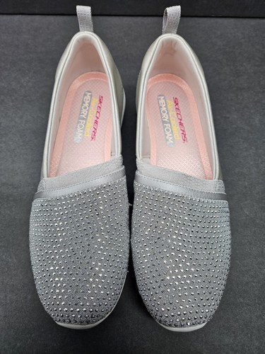 Scarpe comode slip on SKECHERS Arya Shine And Glow da donna taglia 7,5 M grigio argento - Foto 2 di 7
