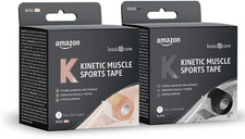 Kinetic Muscle Tape Kit Twin Pack - 1 Black 5m and 1 Beige 5m, Amazon Basics 1.14 per metre