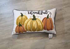 Embroidered Bead & Textures Fall Pumpkin Zip Throw Pillow 14" X 24"
