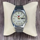 Vintage refurbished 1980 Seiko 5 Automatic Watch, cream colour Dial, Day/Date ma