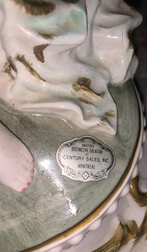 Rara statuina da donna porcellana Montreal vendita secolo creazione distintiva vintage - Foto 5 di 6