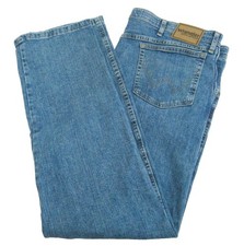 WRANGLER Men's Size 44x32 Blue Jeans Cotton Denim Pants 5 Pockets Zipper Fly