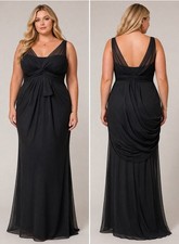 White by Vera Wang Black Evening Gown Dress Womens Sz 14 XL Sleeveless Chiffon