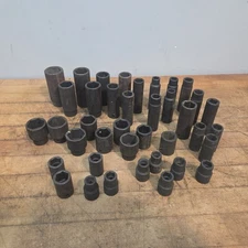 Wright 39 Piece Black Impact Socket Lot Standard & Metric 