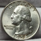 1956 D Washington Silver Quarter Choice BU 90% US 25c Denver Brilliant Unc Q-566