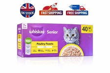 40 x 85g Whiskas 1+ Poultry Feasts Mixed Adult Wet Cat Food Pouches in Jelly 4.12 per kilo