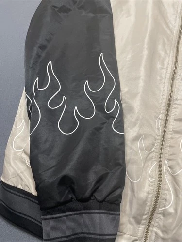 Brooklyn Cloth Flame Bomber Crème & Black Patches Varsity. Men’s LG image 2