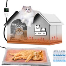 Sturdy Heated Cat House Winter Waterproof Insulated Outdoor Cat House W/ Heating