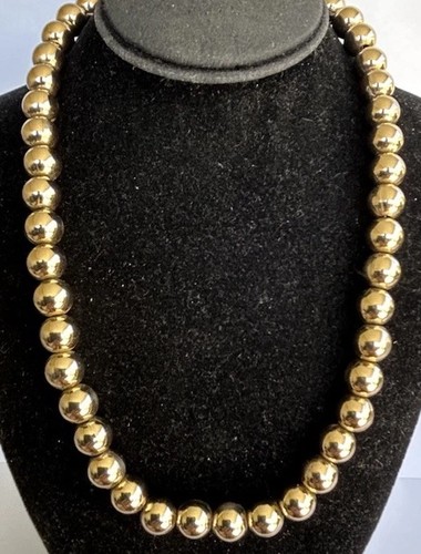 Vintage Monet goldfarben Metall Kugel Perlen Halsband Halskette verstellbar klassisch 14"