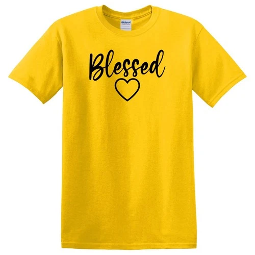 Blessed T-Shirt Short Sleeve Christian Love Heart Shirt Faith Tee cotton Size XL