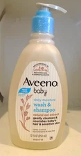 Aveeno Baby Daily Moisture 2 in 1 Bath Wash and Shampoo 12 Fl Oz Gentle Cleanser