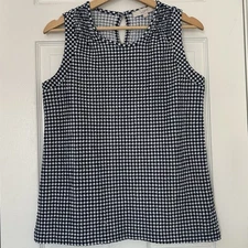 Loft Petites Gingham Print Smocked Shoulder Tank Top