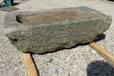 1887 antiker 78x42cm GRANITTROG STEINTROG PFLANZTROG Brunnentrog Blumentrog Trog