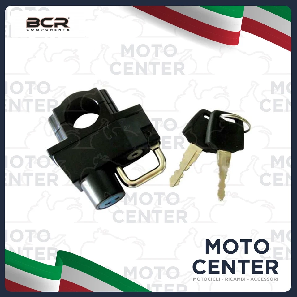 BCR LUCCHETTO BLOCCA CASCO UNIVERSALE CON ATTACCO AL TELAIO O MANUBRIO DIAMETRO 22 m