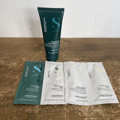 Alfaparf Milano Semi Di Lino Reparative Low Shampoo Damaged Hair Mask Bundle