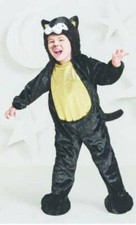 Toddler Black Cat Halloween Costume 18-24 mths Plush Hooded 1 Piece Jumpsuit