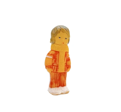 Rubber Toy Doll Girl Scarf Vintage USSR Winter Clothes Collectible Soviet Toys