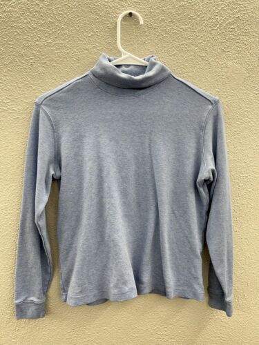 Womens Classic Elements Size Small Petite Blue Long Sleeve Turtleneck Shirt