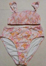 Kona Sol Swim Set Small Top Medium Bottoms Pink Floral