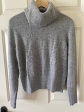 Rich Anne Klein Sport AK Womens 100 2 Ply Cashmere Grey Cowl Neck Sweater Top M