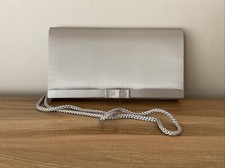 VTG Preston York Silver Satin w/bow Evening Bag With Mirror Inside-Never Used