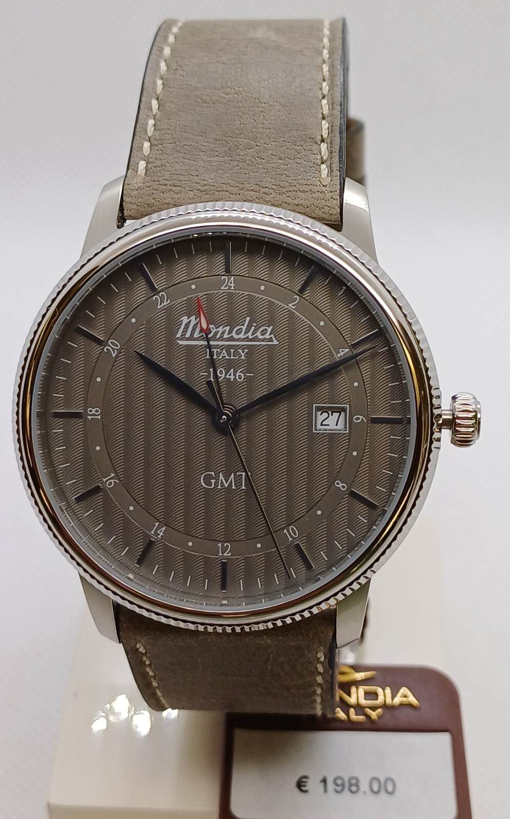 Mondia 1946 GMT Mi750-3Cp,Acciaio Inossidabile,5ATM,Corona a Scatto