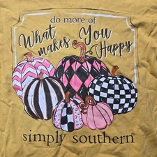 SIMPLY SOUTHERN Shirt ‘Do More Of What Makes You Happy’ Women M Medium Pumpkins