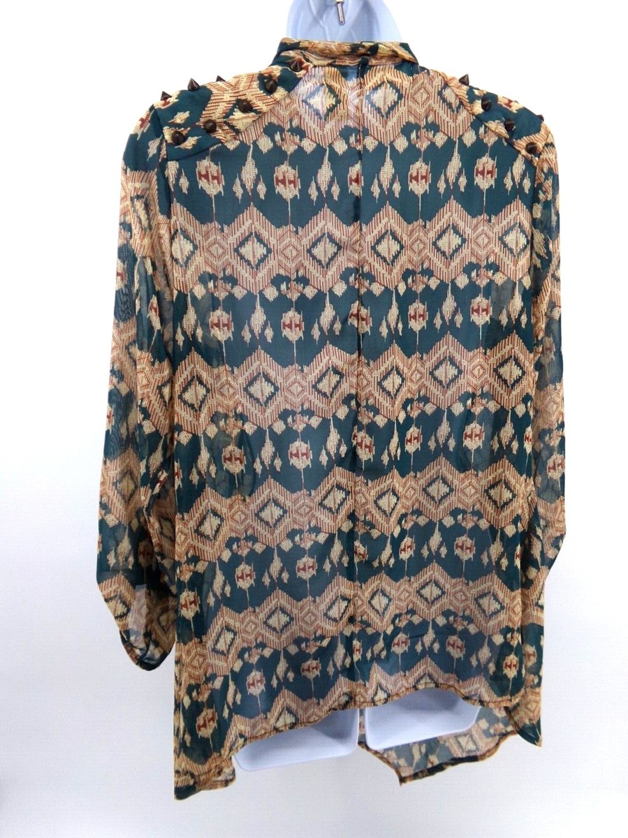 Gimmicks by BKE open front sheer back boho cardigan S Studded | eBay