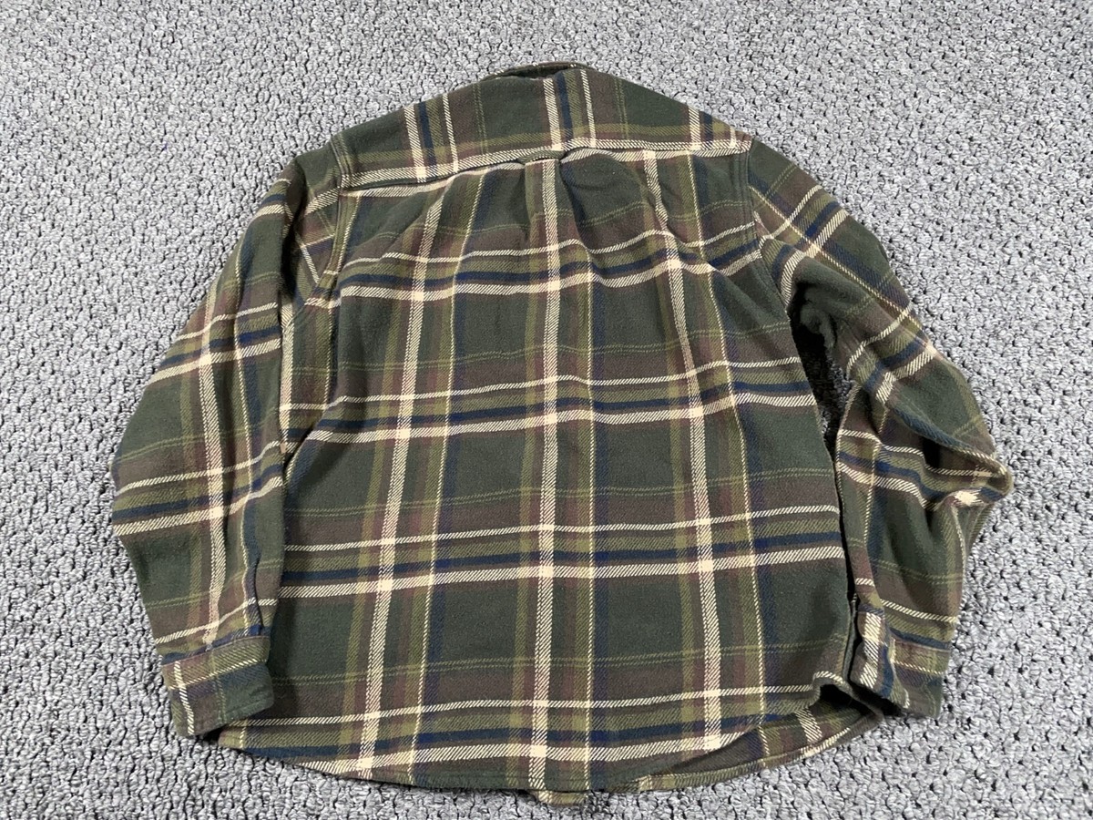 古着 ORVIS ウール ドリズラージャケット チェック柄 2XL カーキ Distressed Orvis Flannel Shirt Jacket Adult Medium Olive Green