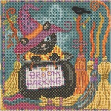 Autumn Broom Parking Cross Stitch Kit - Beaded  Counted, 2022 Edition with Butt