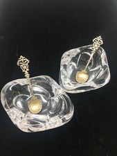 Paire de Salerons de table Cristal & Cuillères Argent Massif Minerve Salt Pot