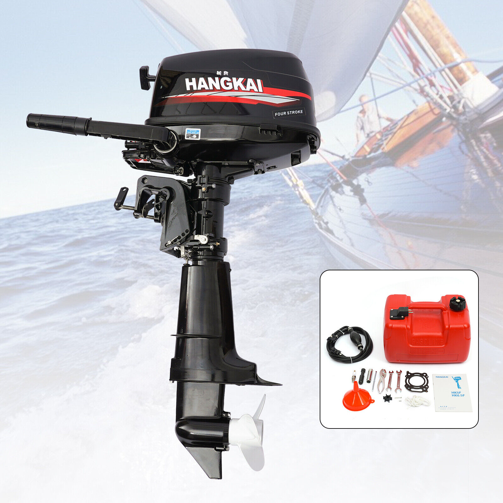 HANGKAI 6.5 HP 4 Stroke Outboard Motors Boat Engine CDI Water Cooling System