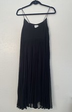 HD in Paris Anthropologie Marana Chiffon Midi Dress Sz 2 Black Spaghetti Straps