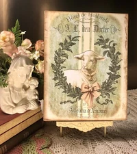 Easter Lamb, Vintage Style, Shabby Chic  Handcrafted Plaque / Sign