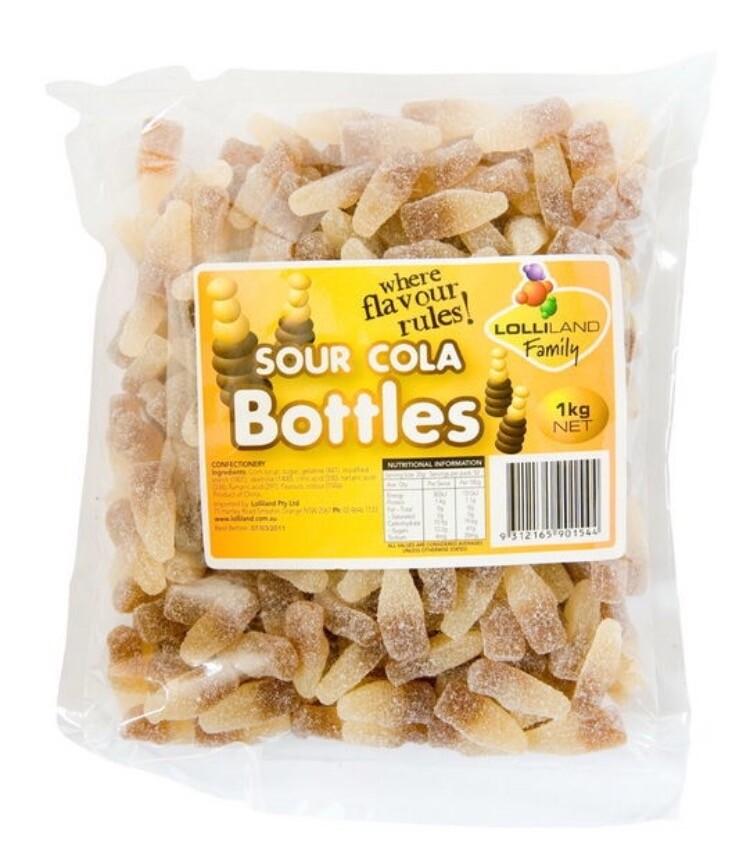 1kg LOLLILAND SOUR COLA BOTTLES COKE BROWN JELLY GUMMY BULK LOLLIES CANDY SWEETS eBay