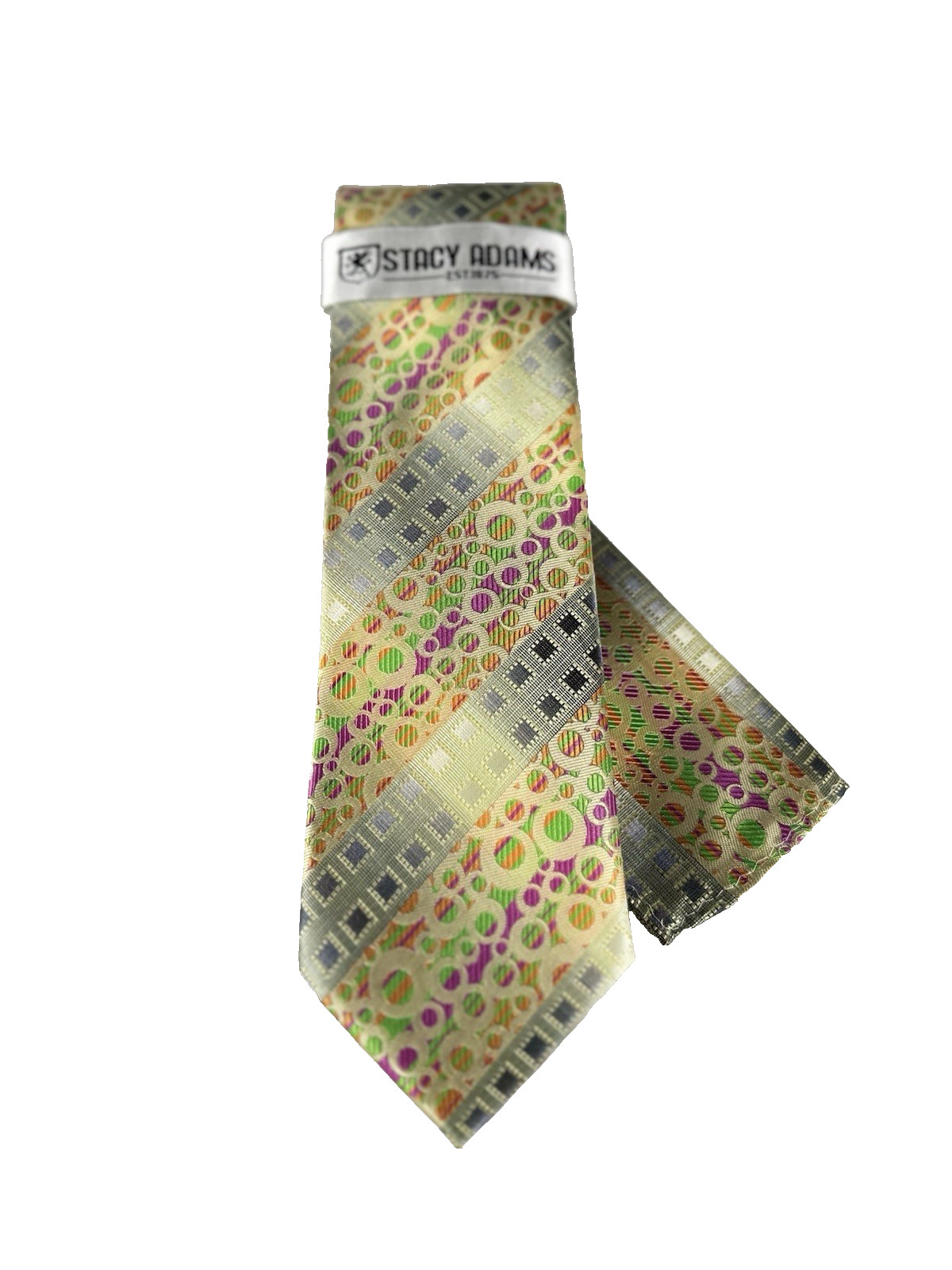 Stacy Adams Men's Tie & Hanky Yellow Banana Fushia Charcoal Gray Orange Cream
