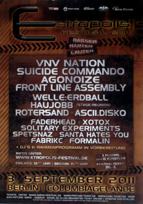 E-TROPOLIS - 2011 - In Concert - VNV Nation - Welle Erdball - Poster - Berlin