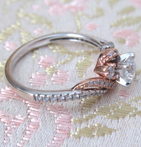 14k Gold Diamond Crossover Engagement Ring Solitaire LLJ Modern Heirloom 585 - Picture 14 of 18