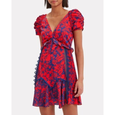 strapless open back dress Burgundy floral lace mini dress – Daniello.com main image 0