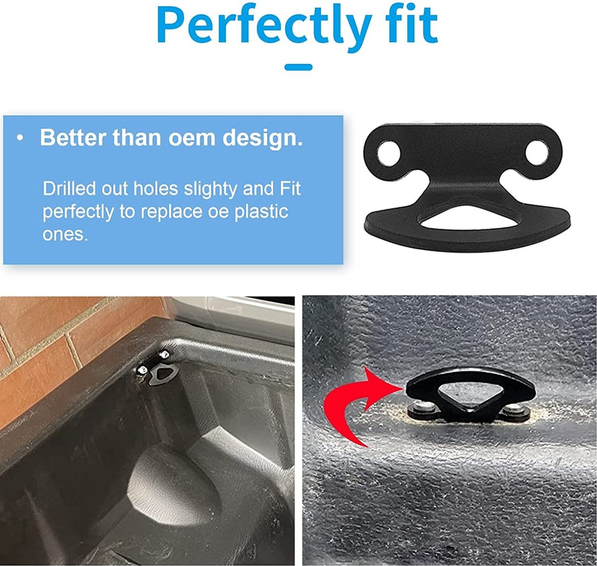 4Pcs Truck Bed Tie Down Hooks Tool Set Compatible for 2000-2017 Ford F150 Black