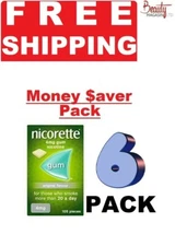 6 x Nicorette Gum ORIGINAL Flavour 4mg 105 Piece - FREE SHIPPING TO USA