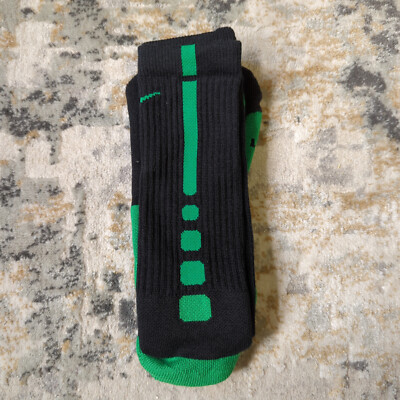 Original Nike Elite Socks Crew Size XL Black/Green Basketball Classic