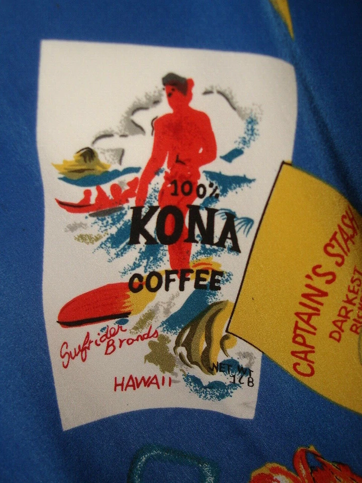 CAMISA HAWAIANA CANOPY MULTICOLOR ESTAMPADO "KONA COFFEE" POLI S/S TALLA. L Foto 2 de 4