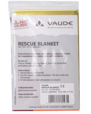 Vaude Rescue Blanket Gold/Silver Rettungsdecke Rettungsfolien Notfalldecke Decke