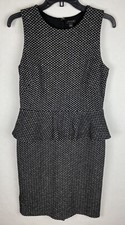 Ann Taylor Womens Dress 4 Black A Line Peplum Sleeveless Knit Stretch